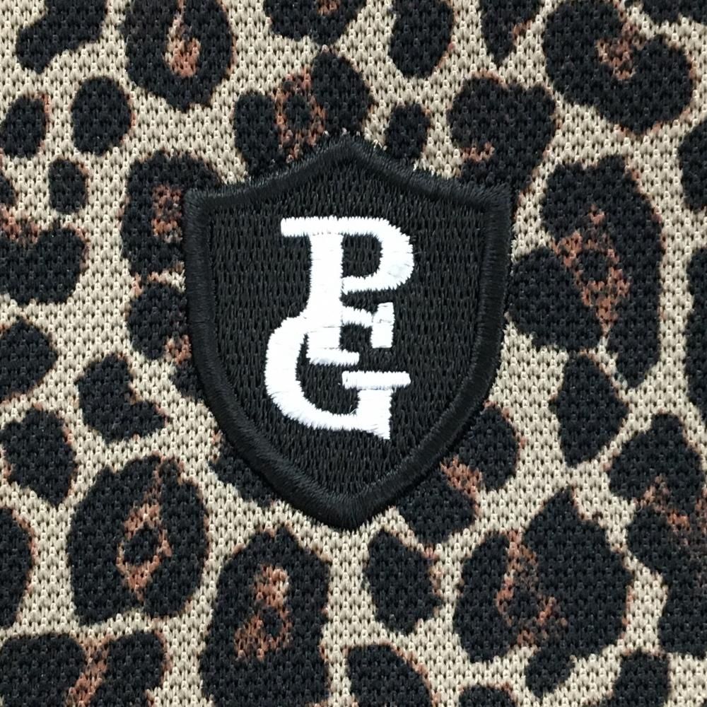 超美品】パーリーゲイツ 長袖ハイネックシャツ ベージュ×黒 レオパード