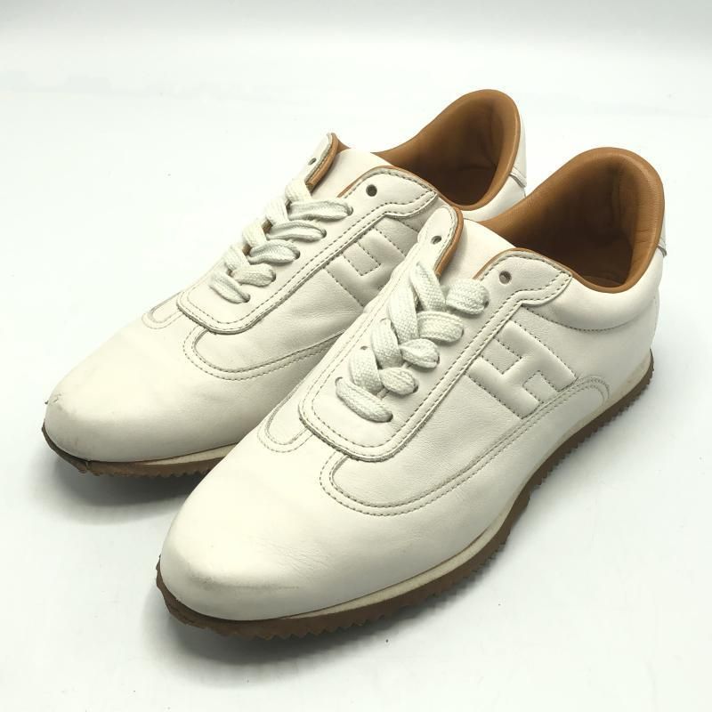 中古】HERMES クイックレザーシューズ 37 1/2 ホワイト エルメス[10