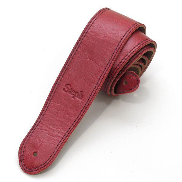新品 Steph TTC756 レッド Made in CANADA. トップ:フルグレインカウハイド/バック:スエード ギターストラップ レザーストラップ