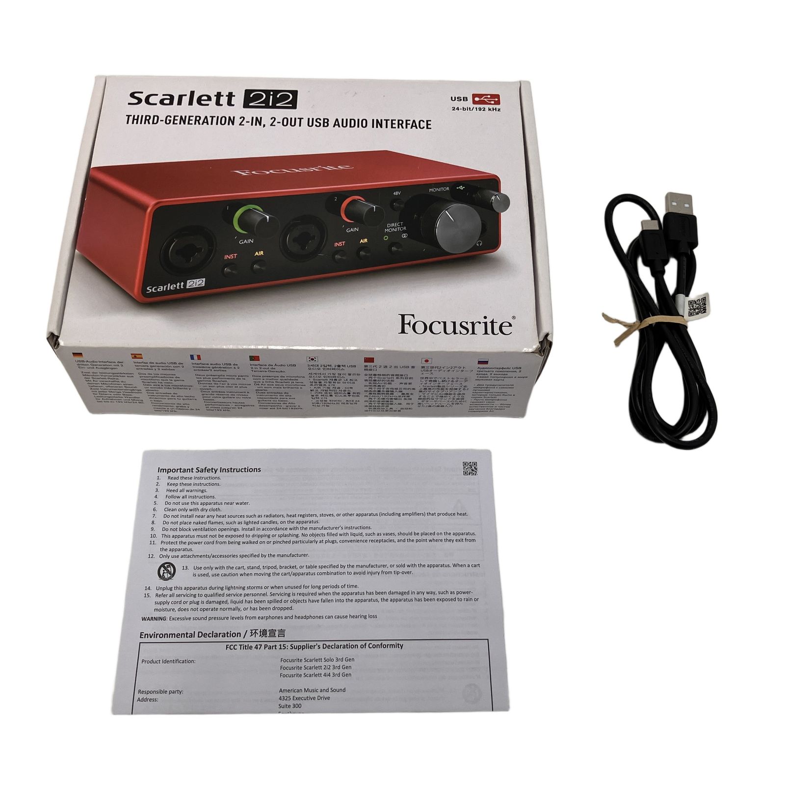 Focusrite Scarlett 2i2 3rd Gen オーディオインターフェイス 中古 美
