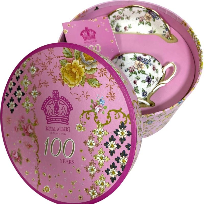  ♥ ロイヤルアルバート Royal Albert イングリッシュチンツ 100周年 記念 トリオ カップ＆ソーサー プレート き ティーカップ セット 洋食器 英国 カップ ソーサー コーヒー ティーカップ