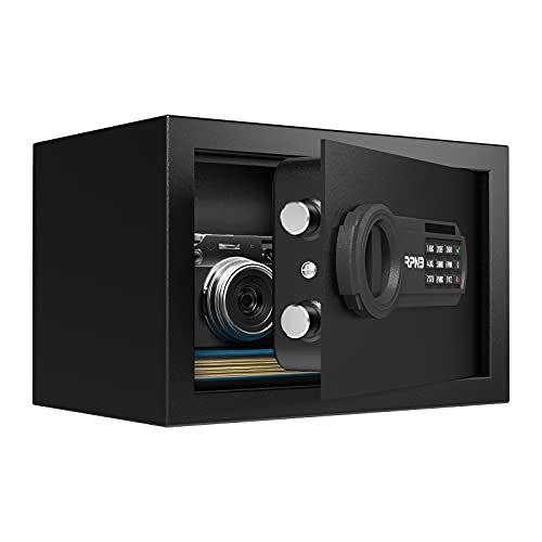 RPNB 金庫 家庭用 小型 電子金庫 保管庫 防犯セーフ デジタルキーボード 緊急キーでロック解除 現金 宝飾品 品 A 4ファイル収納ケース 床 壁に固定 家庭 事務所 旅館 店に適し 日本語マニュアル付き 8 5 L d 7 b 75 04