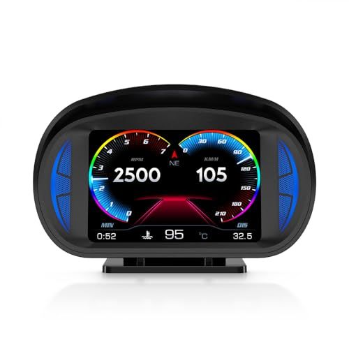 OBEST hud ヘッドアップディスプレイ タコメーター 車 obd 2 gps 両対応 スピードメーター 多機能 回転計 電圧計 水温計 燃料温度 傾斜計 過速度警告搭載 日本語説明書 b 8 a 9 91 c