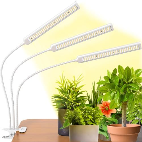BRIM ブリム FLORA 植物育成ライト LED ブランド 調光 タイマー クリップ式 フルスペクトル 26 W 3000 K 3ヘッド WH 暖色系