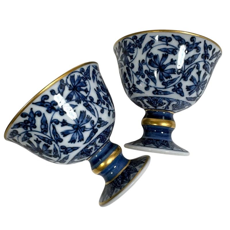 ♥品 椿窯 瀬戸焼 蒼天紀行 唐草 ワインカップ Aito 四季の器 ペアセット き 盃 コップ グラス 酒器