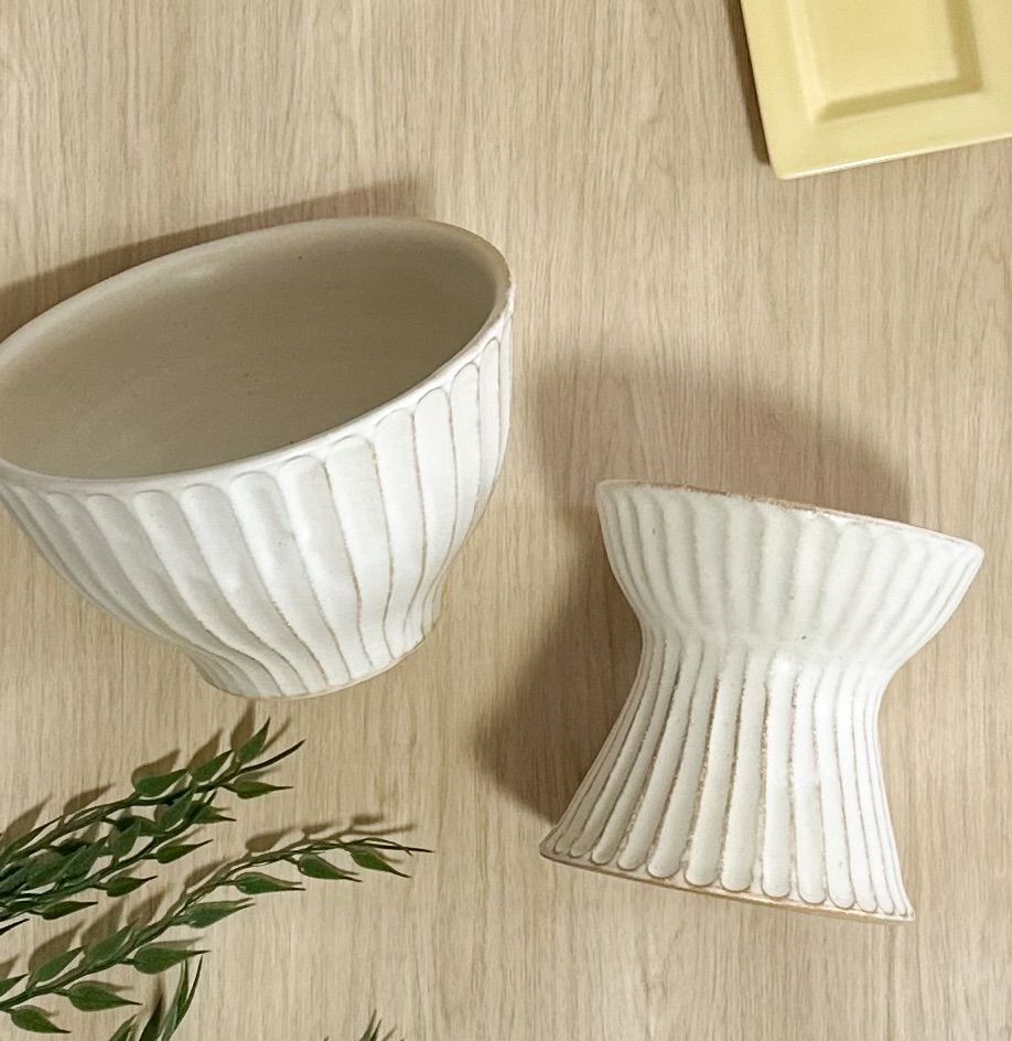 新品】益子焼 わかさま陶芸 ペアセット アイボリー 北欧風 ペット用