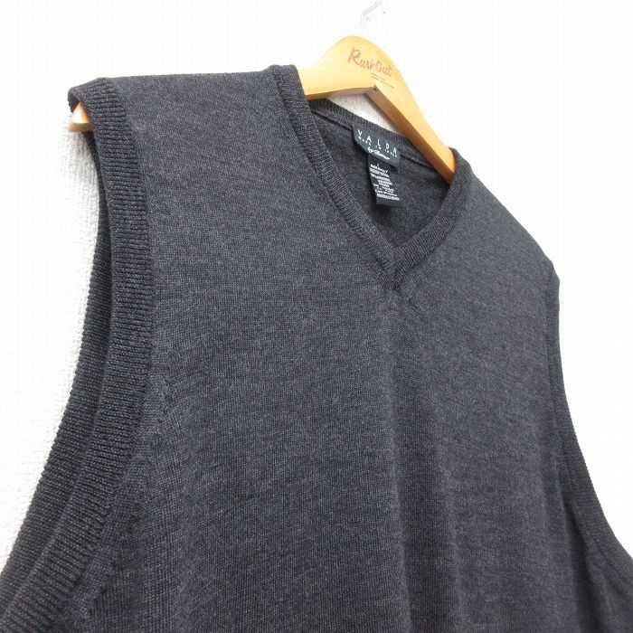 L/古着 ニット ベスト メンズ 90年代 90s メリノウール Vネック