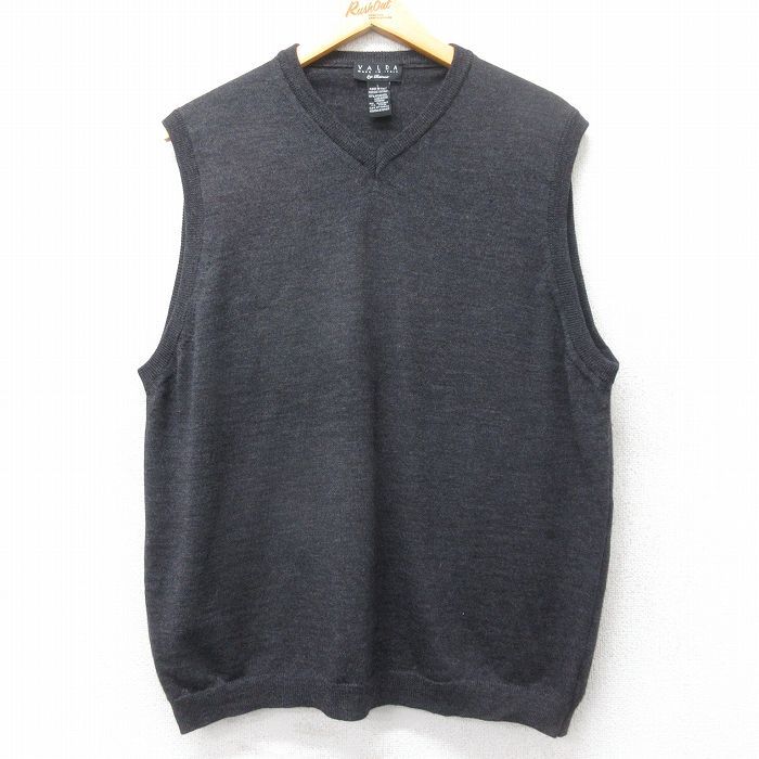 L/古着 ニット ベスト メンズ 90年代 90s メリノウール Vネック