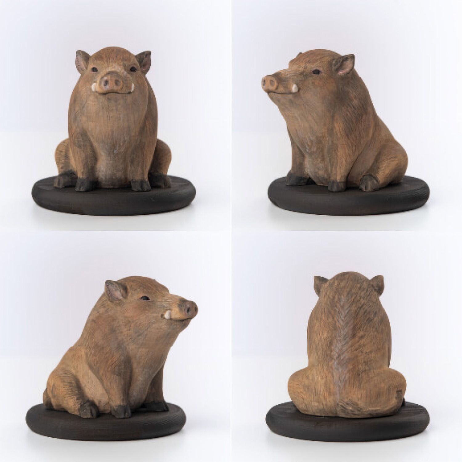 新品・メーカー直送】十二支木彫りコレクション「亥（いのしし）」正因