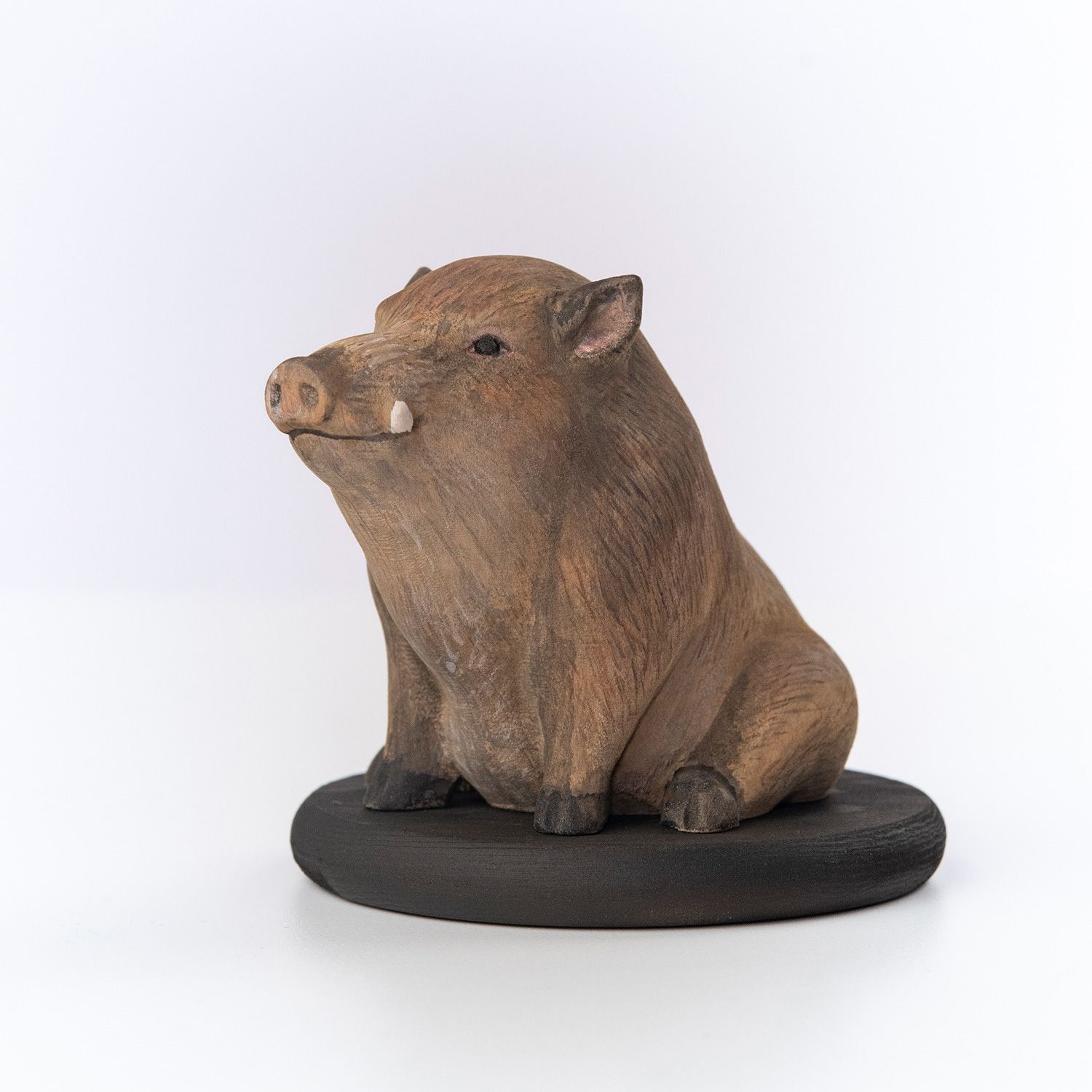 新品・メーカー直送】十二支木彫りコレクション「亥（いのしし）」正因