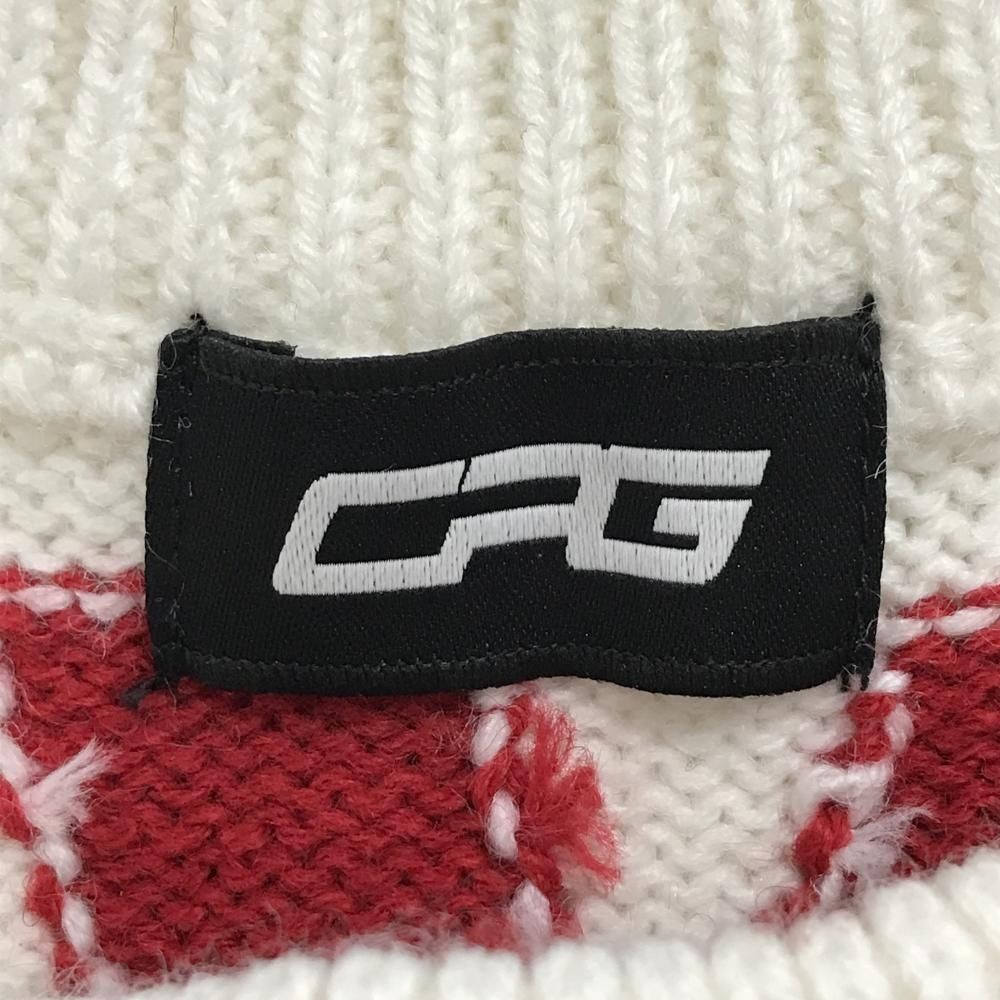 超美品】CPG セーター 白×レッド 英字総柄 ウール混 ニット レディース