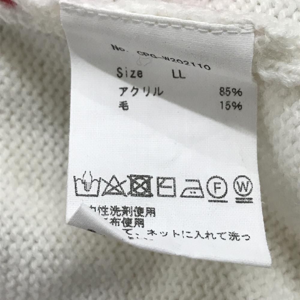 超美品】CPG セーター 白×レッド 英字総柄 ウール混 ニット レディース