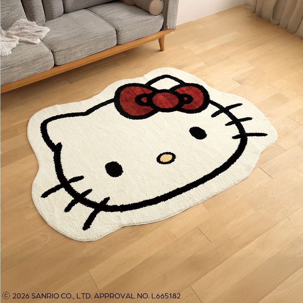 送料無料】ハローキティ ダイカットラグ ラグ ポリエステル100% 基布