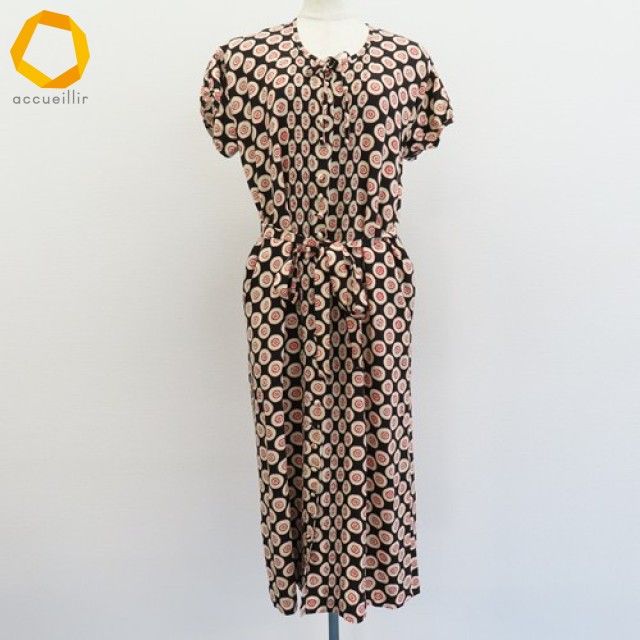 ピンクハウス PINKHOUSE ワンピース ロング シャツ 総柄 リボン