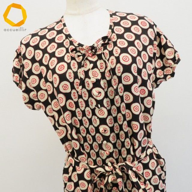 ピンクハウス PINKHOUSE ワンピース ロング シャツ 総柄 リボン