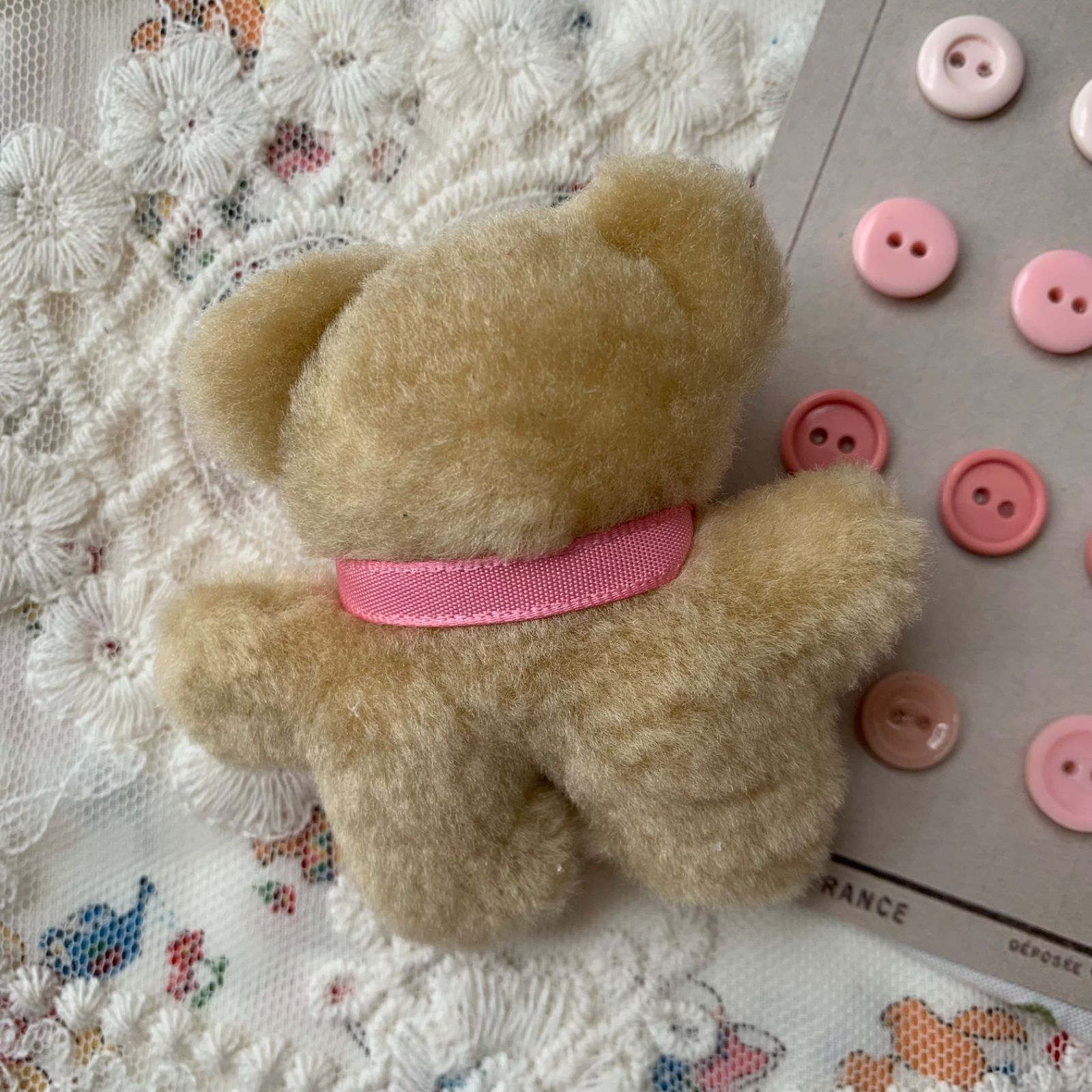 ヴィンテージ ミニチュア テディベア くま ぬいぐるみ 蚤の市 ピンク 