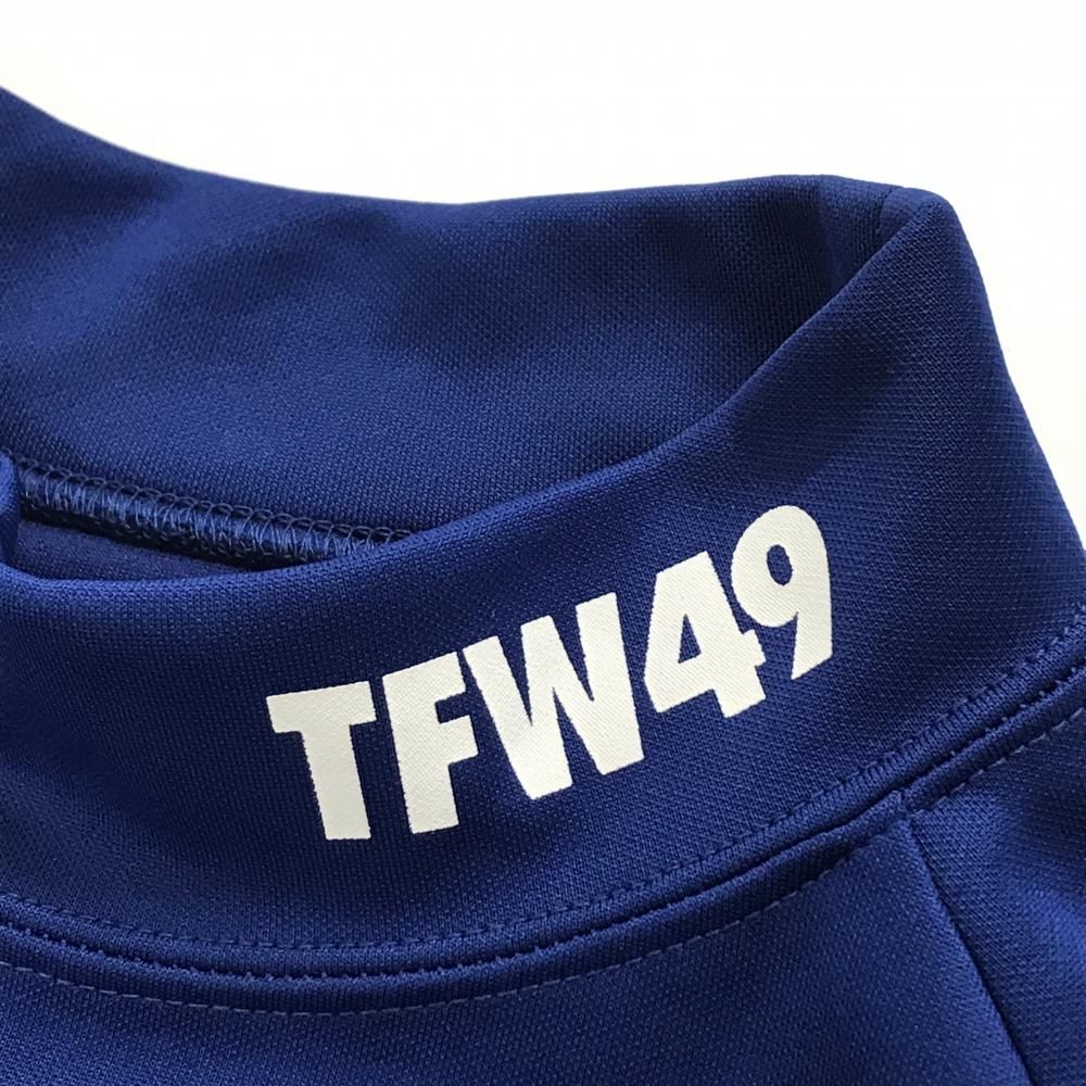 未使用品】TFW49 長袖ハイネックシャツ ブルー×白 袖下メッシュ
