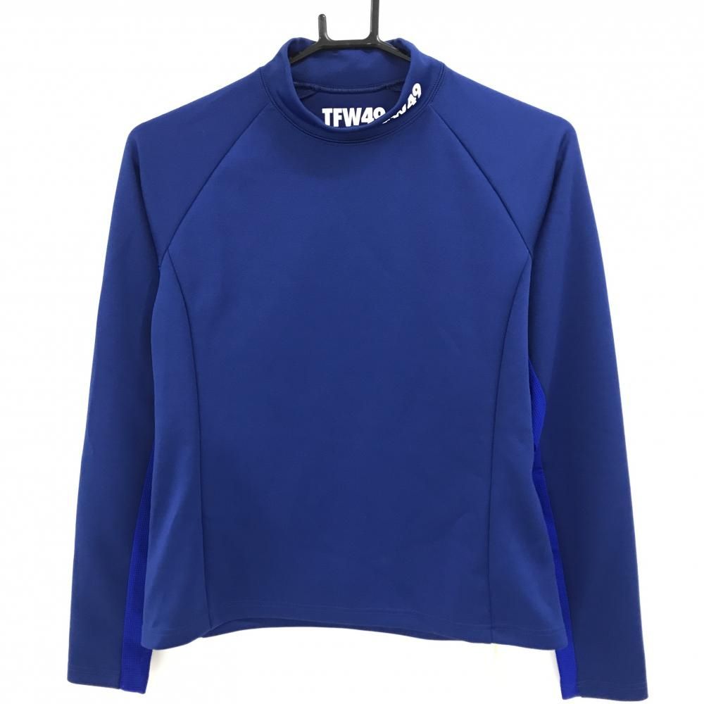未使用品】TFW49 長袖ハイネックシャツ ブルー×白 袖下メッシュ