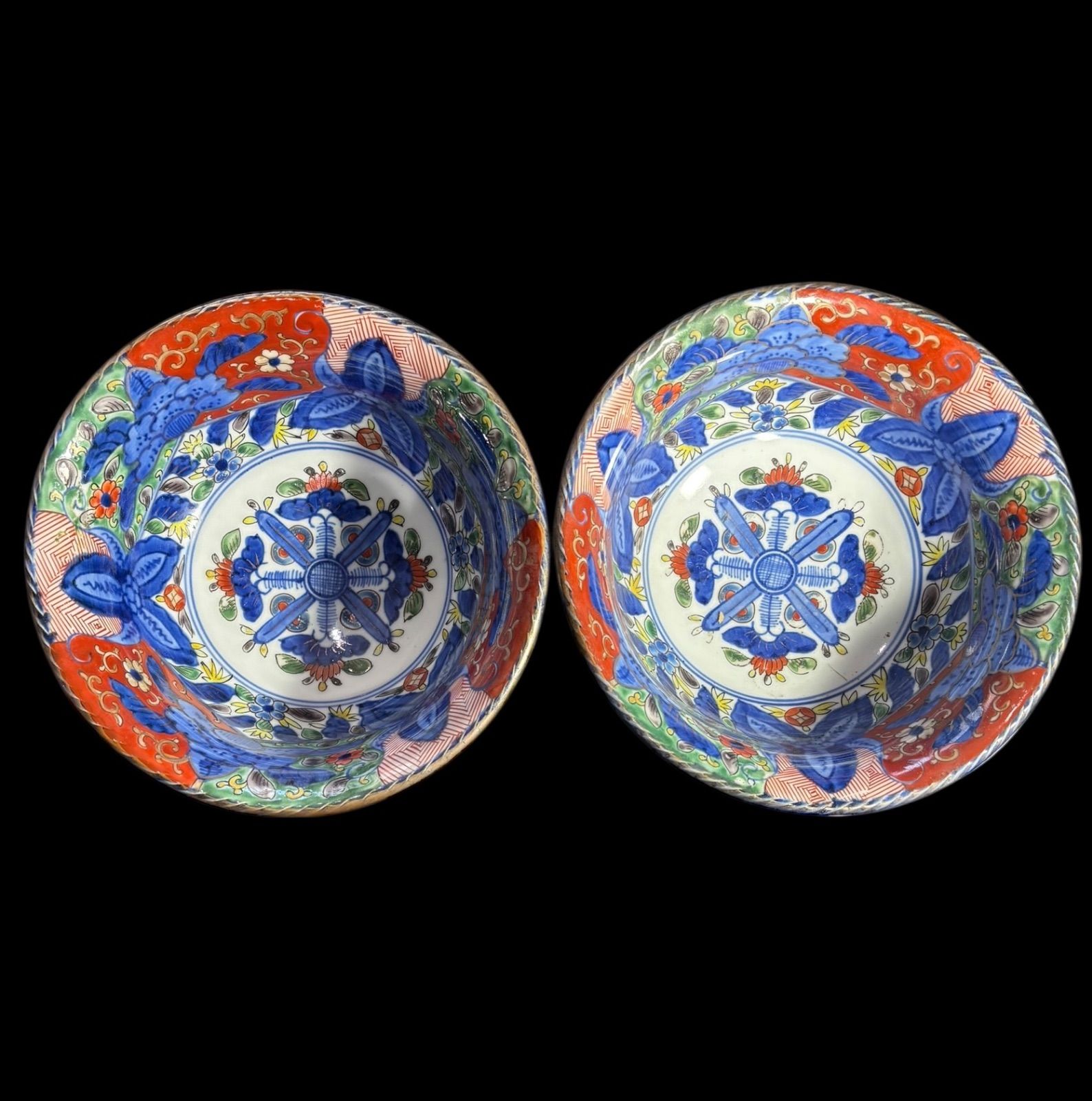 2客セット】 大聖寺伊万里 色絵 大鉢 金彩 染付 盛り鉢 鉢 取り皿 飾り