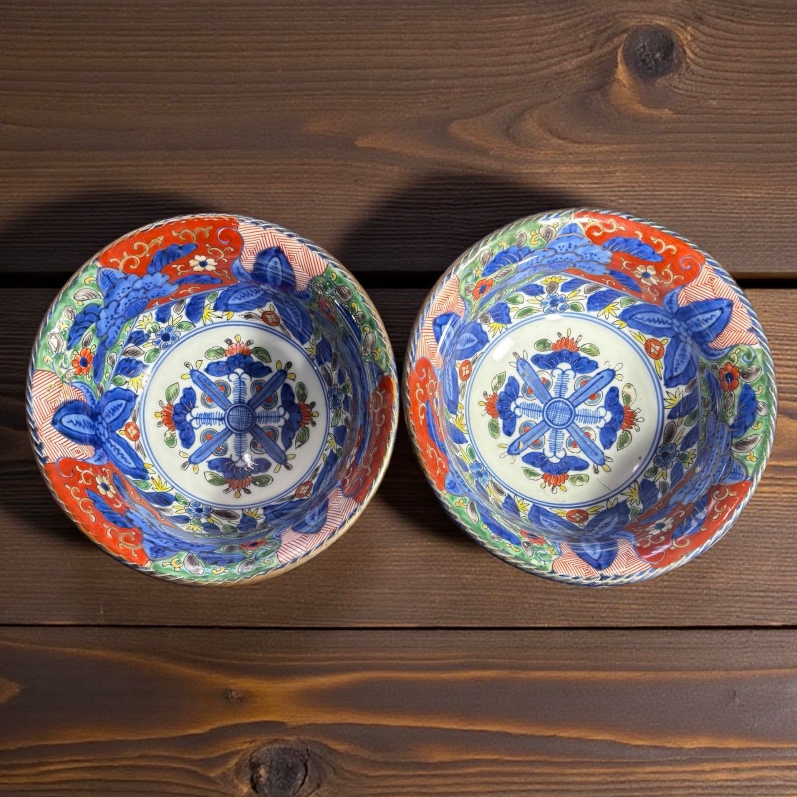 2客セット】 大聖寺伊万里 色絵 大鉢 金彩 染付 盛り鉢 鉢 取り皿 飾り