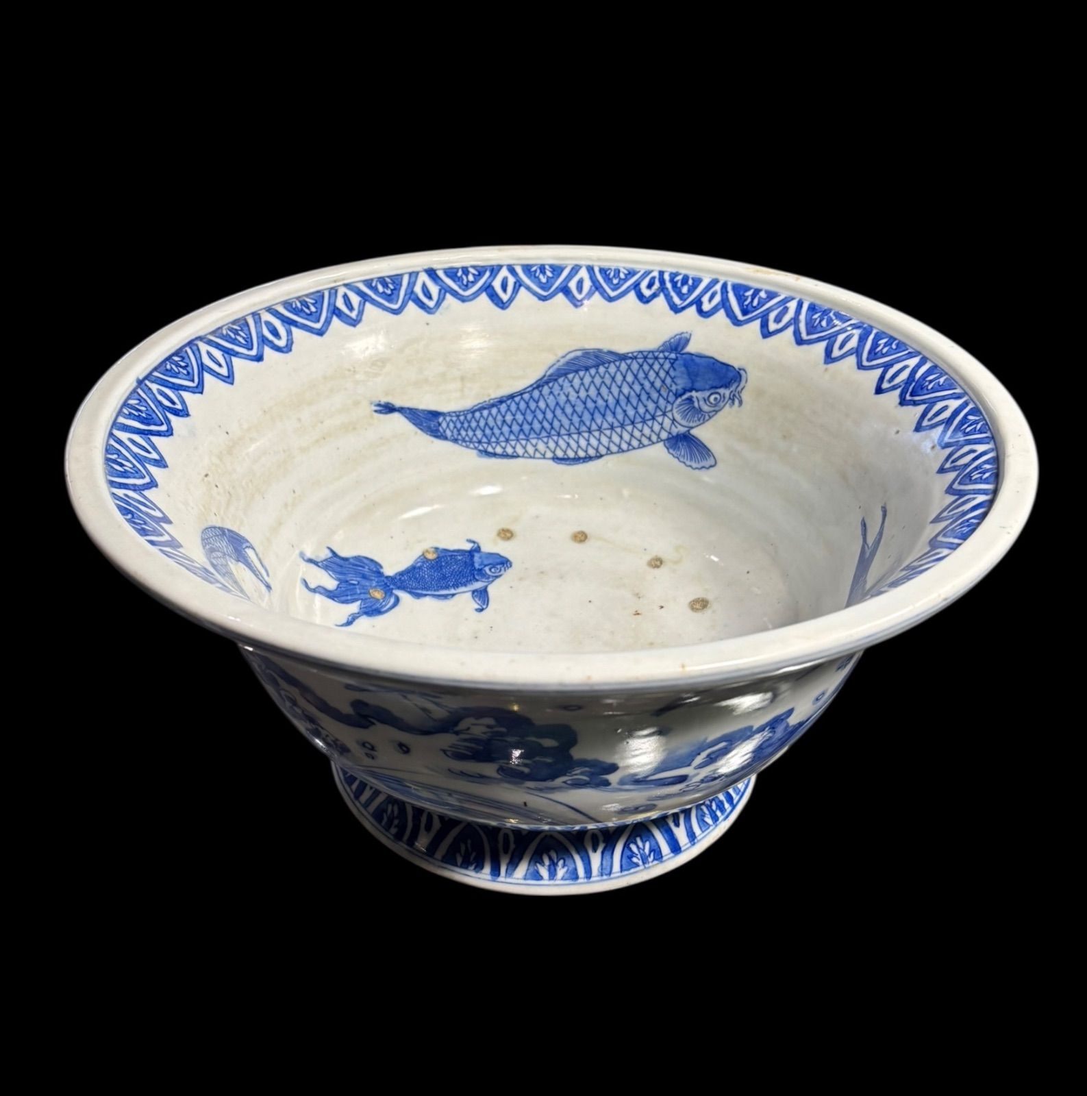 古伊万里 金魚鉢 時代物 染付 大鉢 盛り鉢 飾り鉢 鉢 陶器 骨董品
