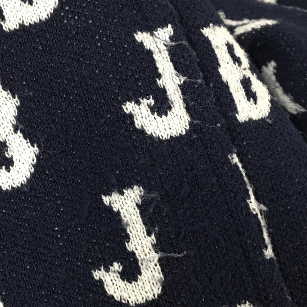 美品】ジャックバニー 半袖ポロワンピース ネイビー×白 英字総柄