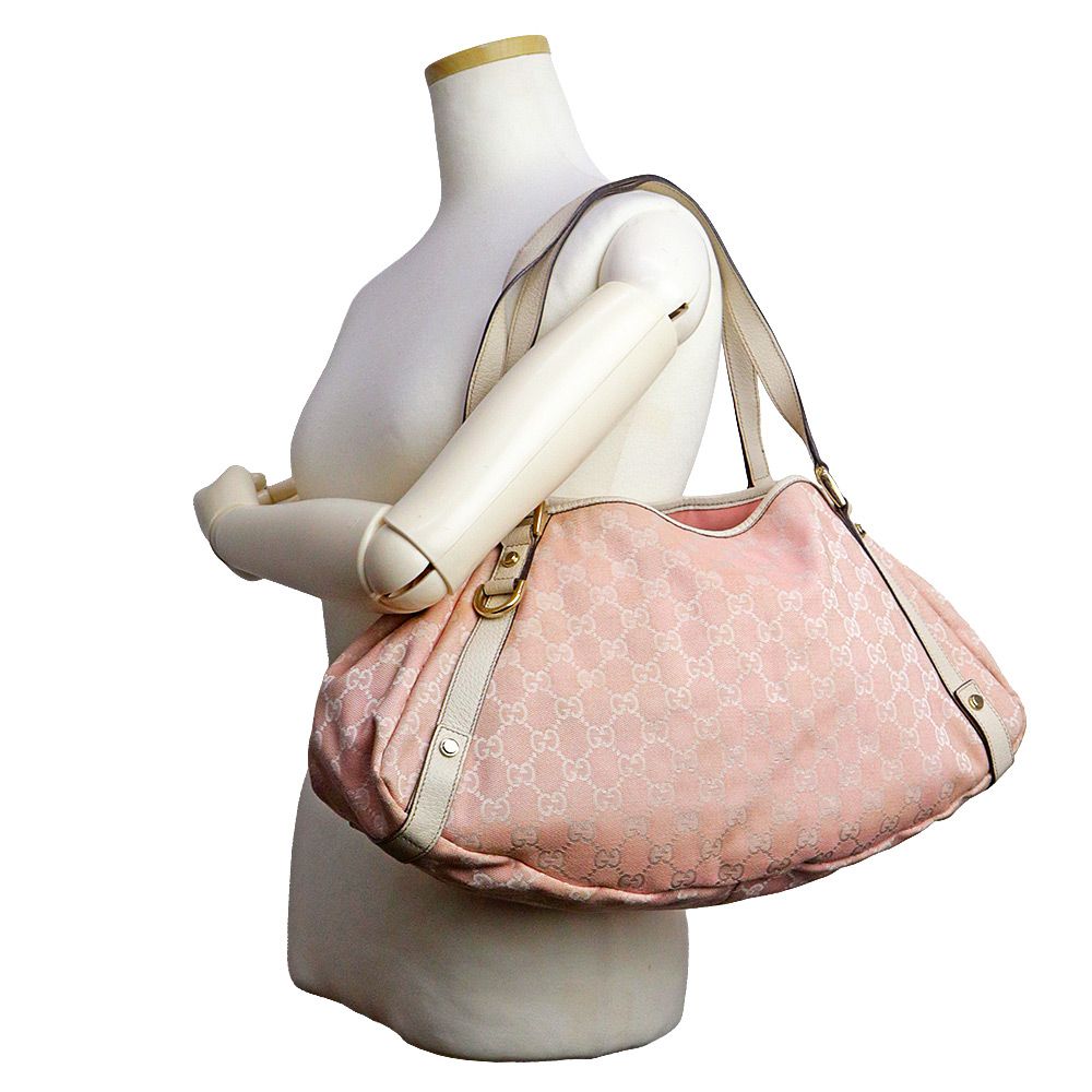 グッチ 130736 アビー GGキャンバス カーフスキン ピンク アイボリー