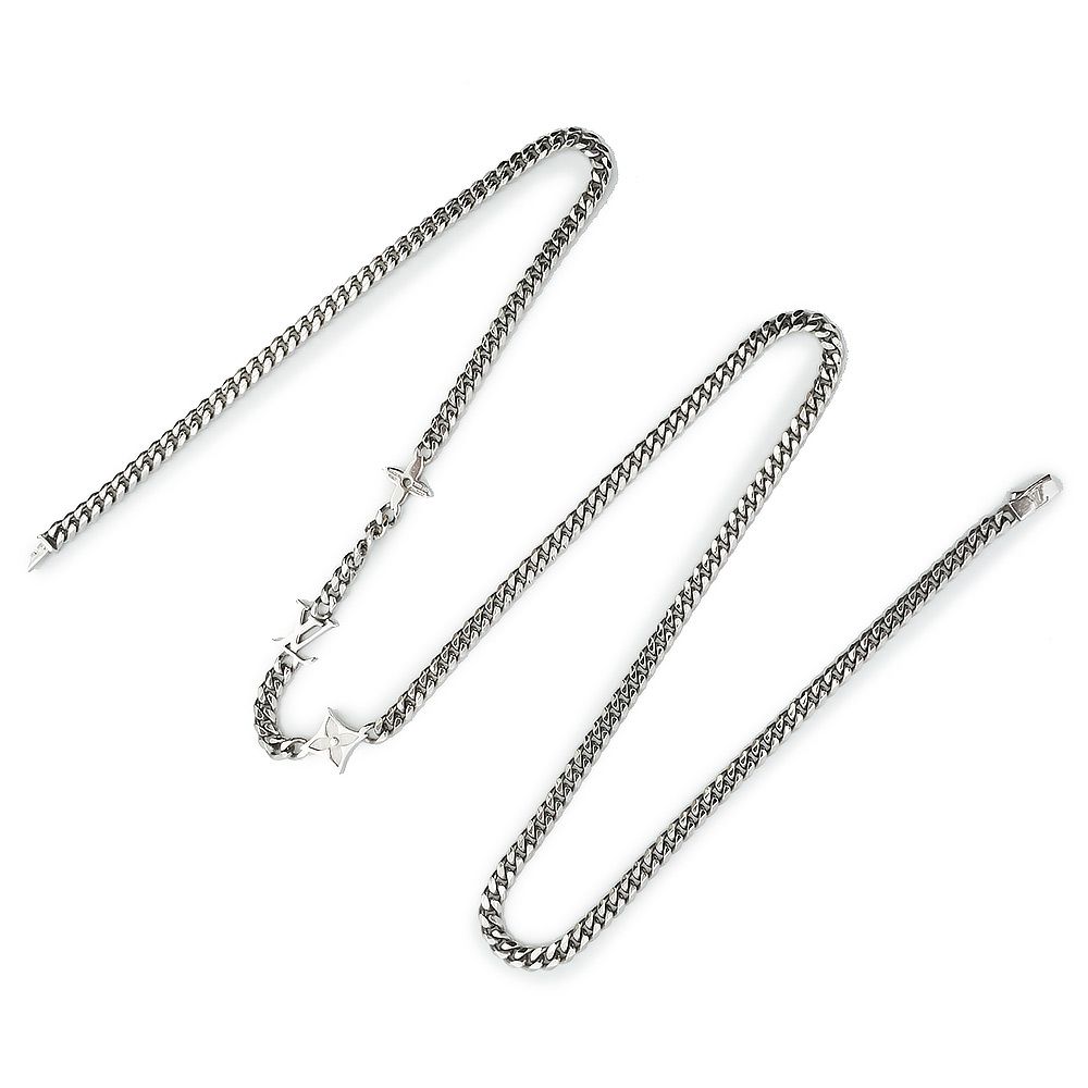 ルイ ヴィトン M01490 モノグラム ロウ チェーン シルバー ネックレス