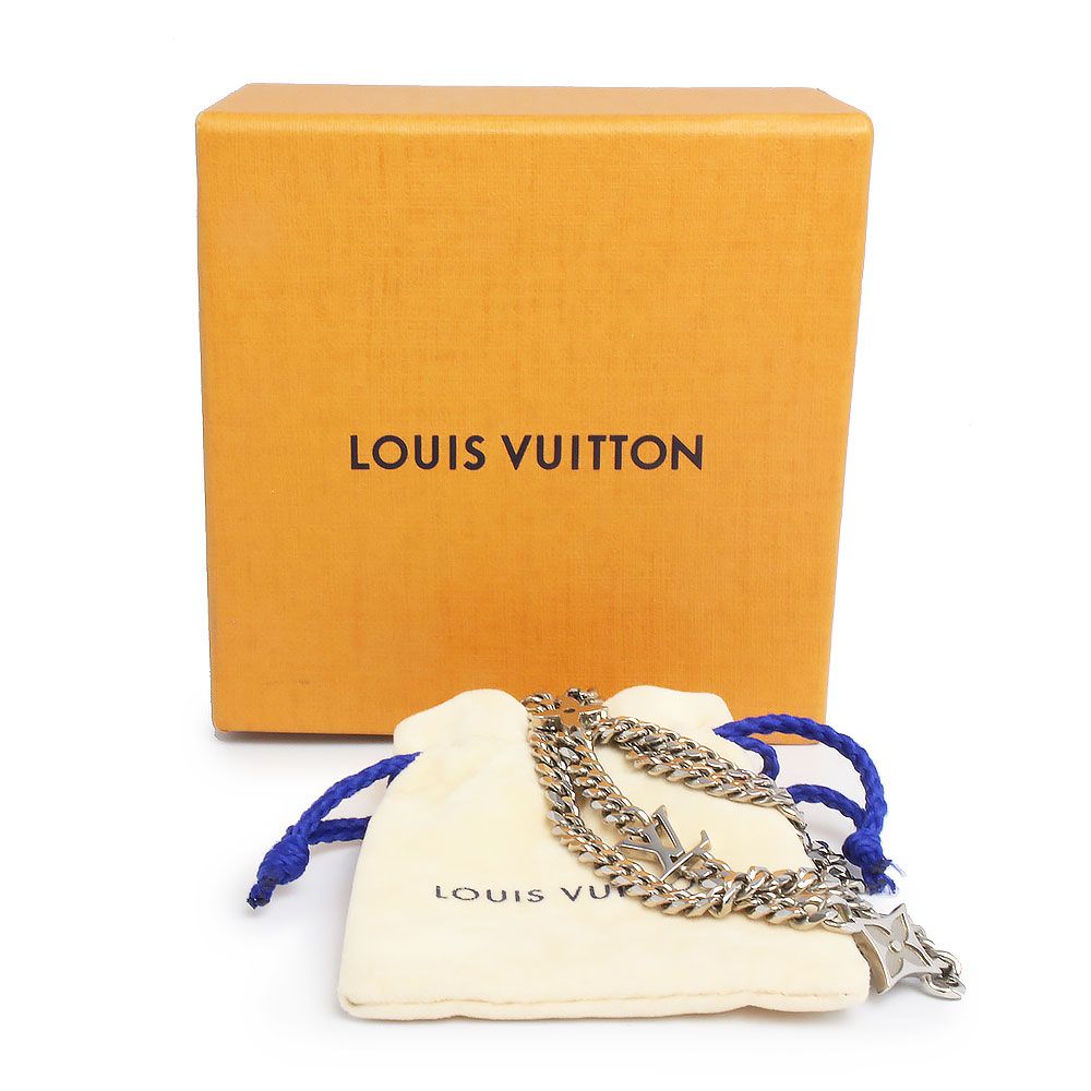 ルイ ヴィトン M01490 モノグラム ロウ チェーン シルバー ネックレス