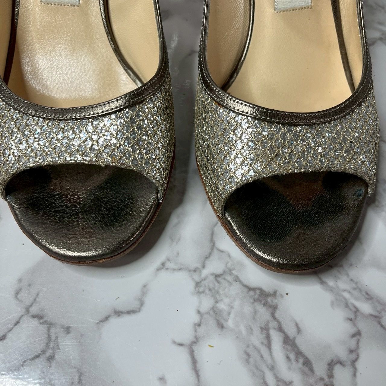 ジミーチュウ JIMMY CHOO グリッター ストラップ ヒールサンダル