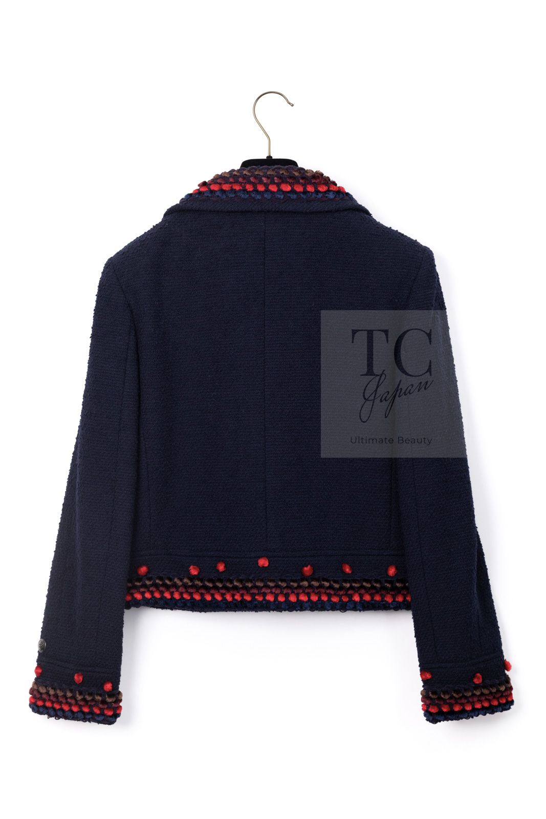 シャネル ヴィンテージ ジャケット CHANEL ネイビー レッド ブラウン