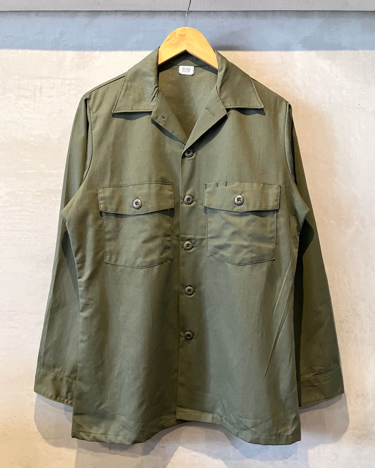 80's U.S.ARMY-Utility shirt-(size 15 1/2×33）ミリタリーシャツ