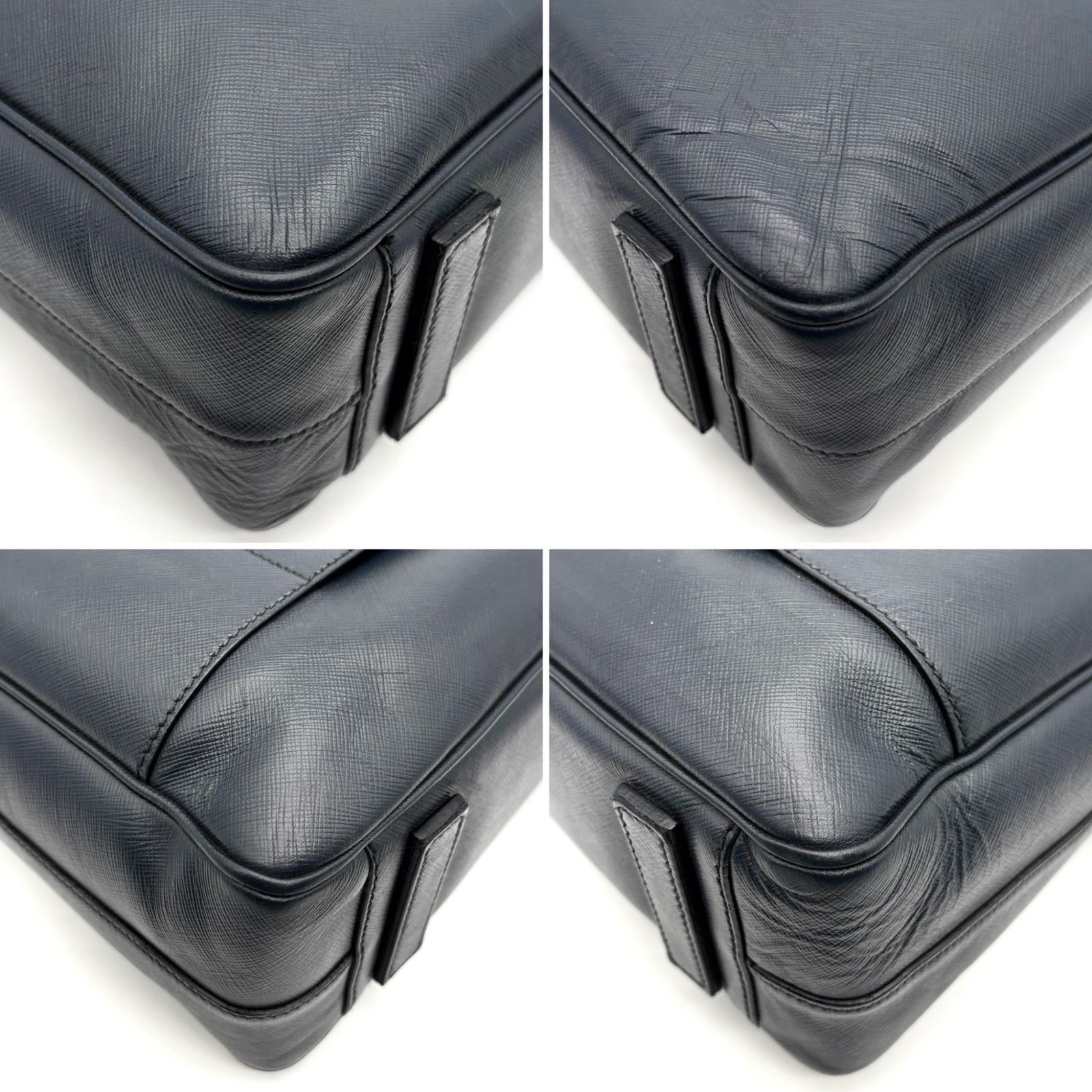 美品 PRADA プラダ ブリーフケース ビジネスバッグ 三角ロゴ プレート