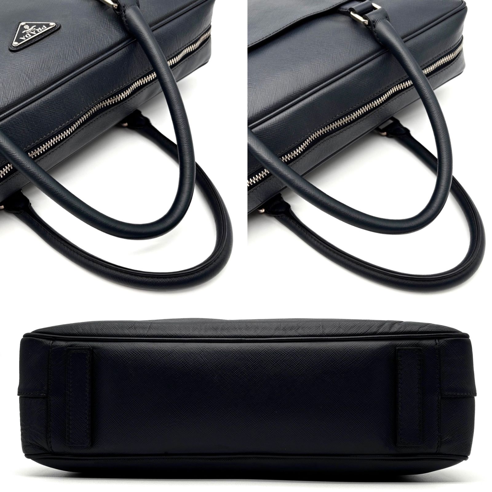 美品 PRADA プラダ ブリーフケース ビジネスバッグ 三角ロゴ プレート