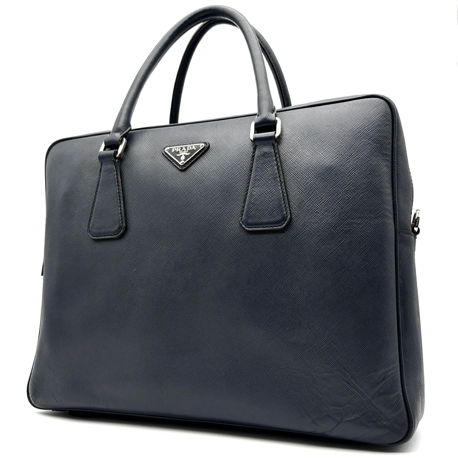 美品 PRADA プラダ ブリーフケース ビジネスバッグ 三角ロゴ プレート