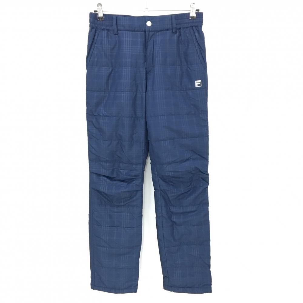 超美品】フィラゴルフ 中綿パンツ ネイビー チェック柄地模様 裾ドロー