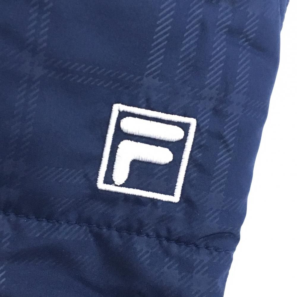 超美品】フィラゴルフ 中綿パンツ ネイビー チェック柄地模様 裾ドロー