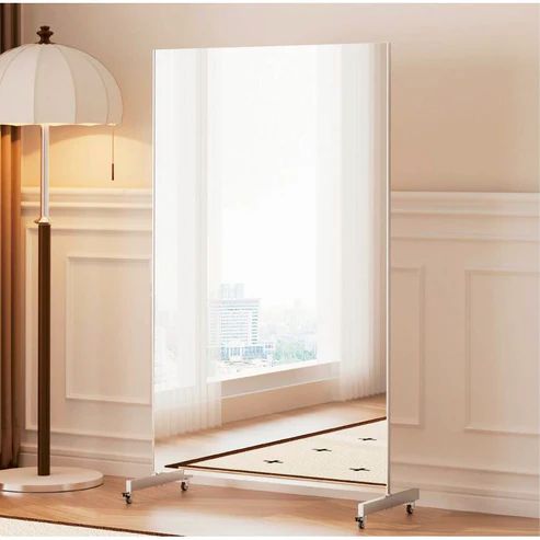 2660 割れない 鏡 ホワイト 壁掛け 可能 キャスター付き ミラー 全身鏡