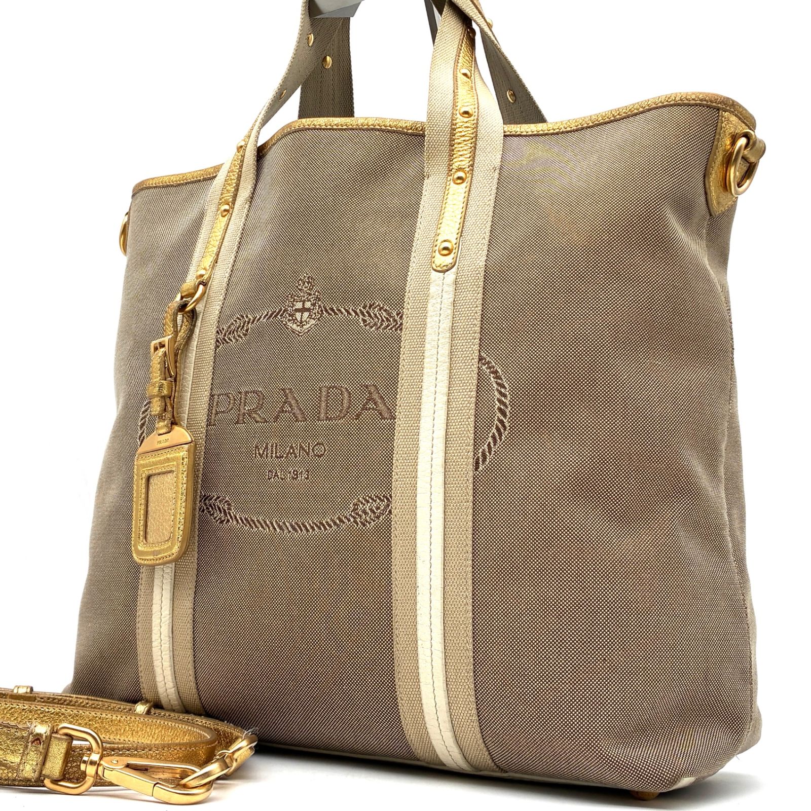 美品 PRADA プラダ 2way トートバッグ ショルダーバッグ ジャガード
