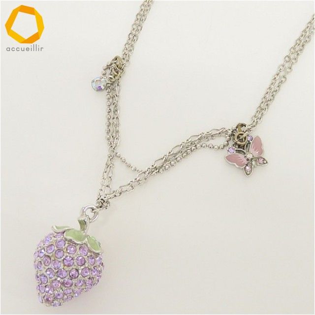 アナスイ ANNASUI ネックレス シルバー いちご 蝶 レディース [z915625