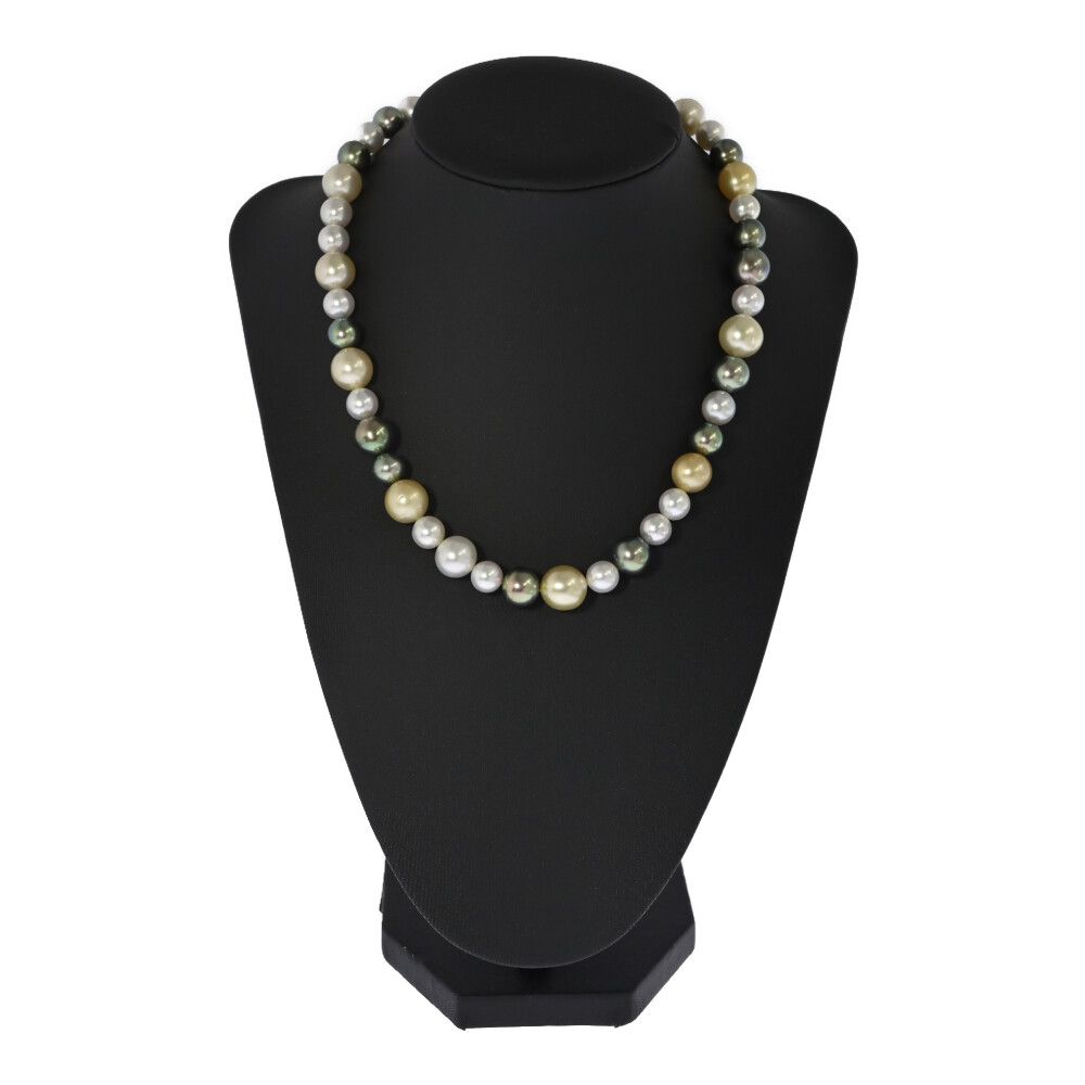 Φ8-11.5mm/マルチカラー 真珠 パール ネックレス ペンダント/Silver