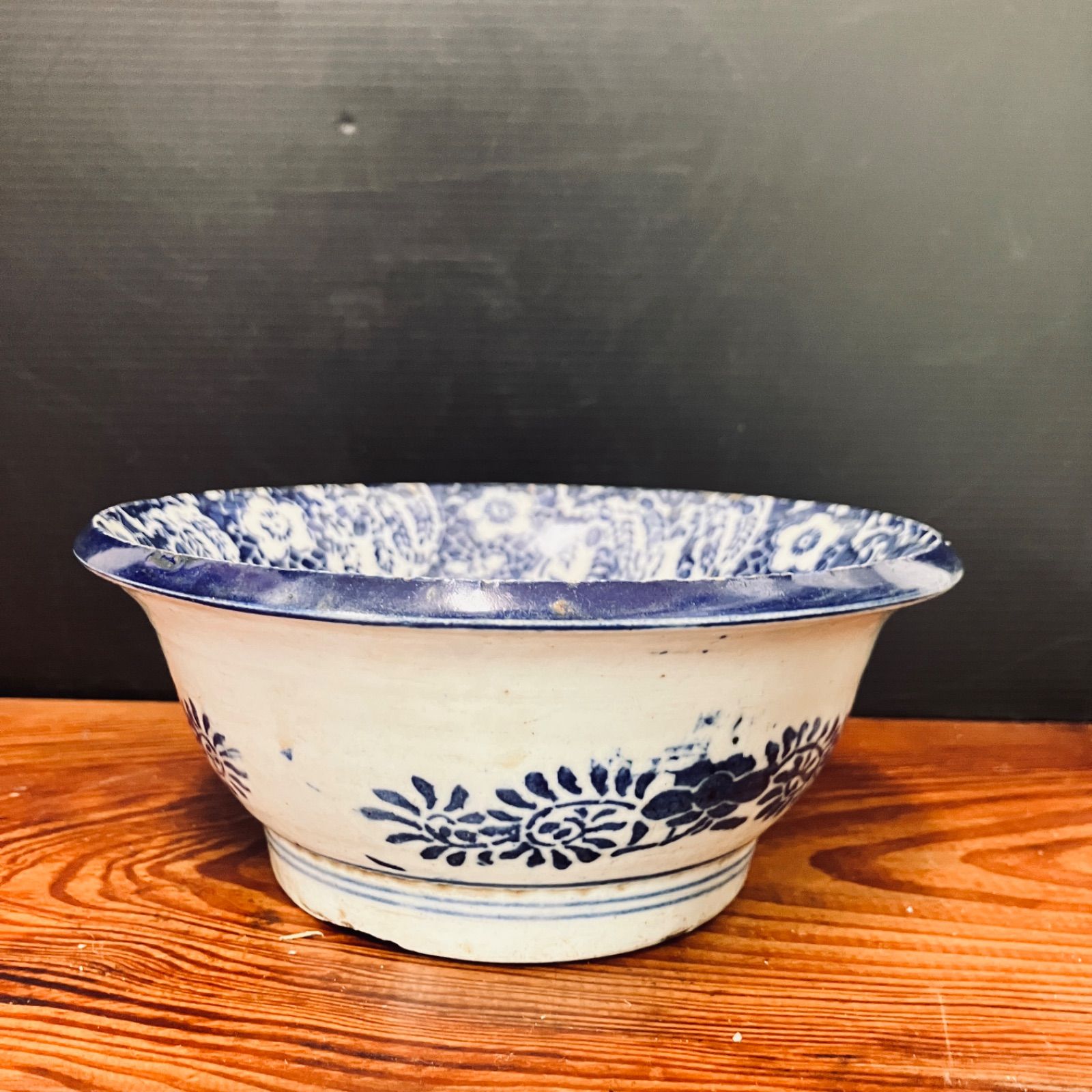 明治期 伊万里 印判花唐草文 大鉢 古器 なます鉢／煮物鉢 |雑貨屋えこ