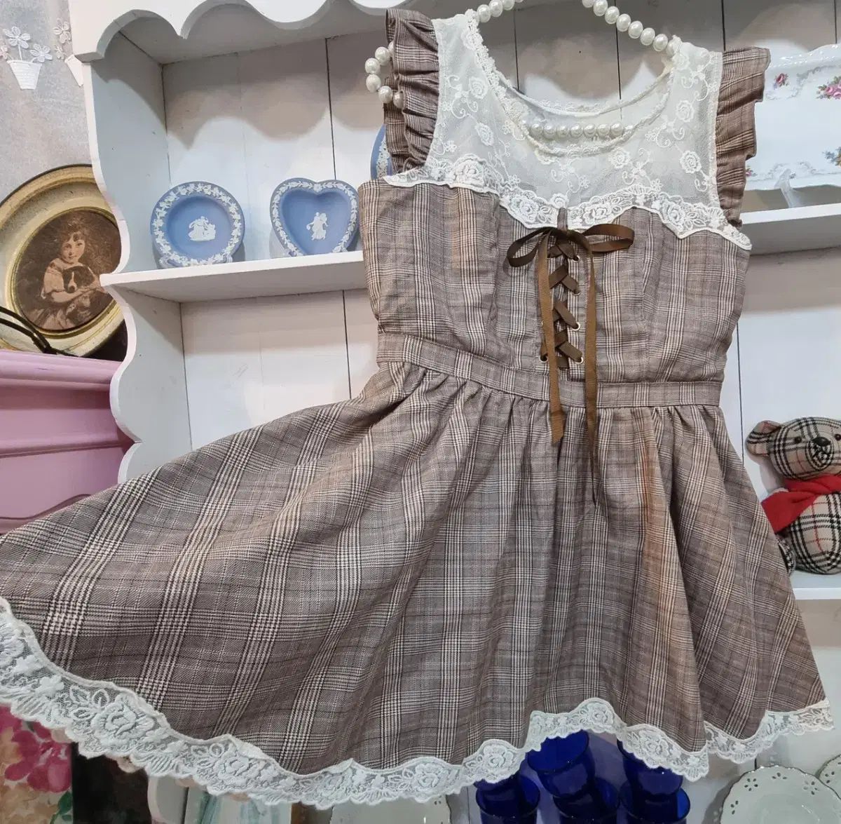 リズリサ チェック レース リボン ワンピース - メルカリ