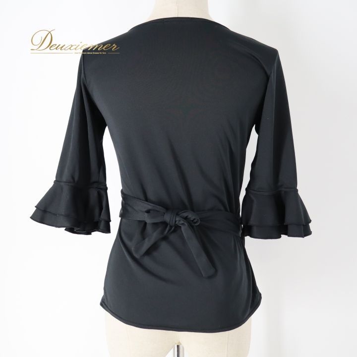 フラメンコ 衣装 トップス ブラウス ブラック系 エルモサ HERMOSA 黒