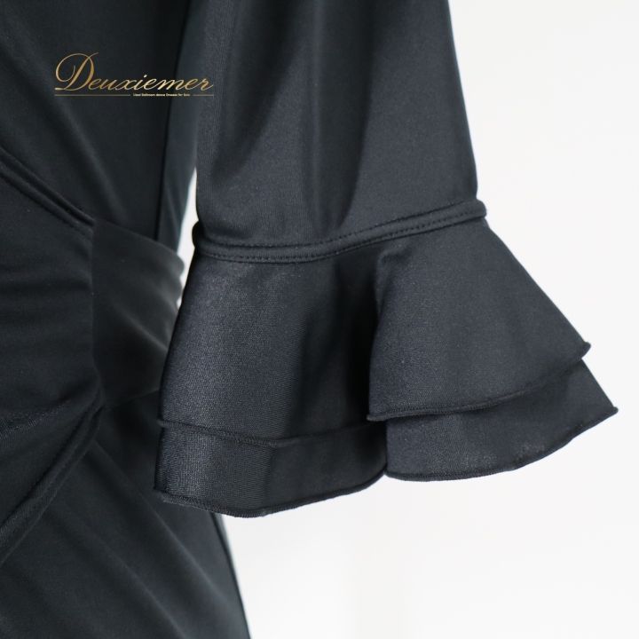 フラメンコ 衣装 トップス ブラウス ブラック系 エルモサ HERMOSA 黒