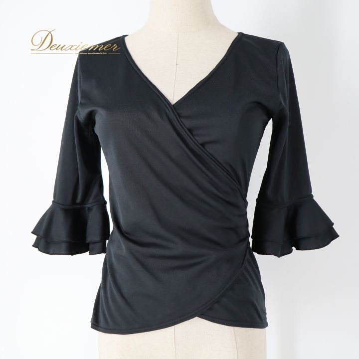 フラメンコ 衣装 トップス ブラウス ブラック系 エルモサ HERMOSA 黒