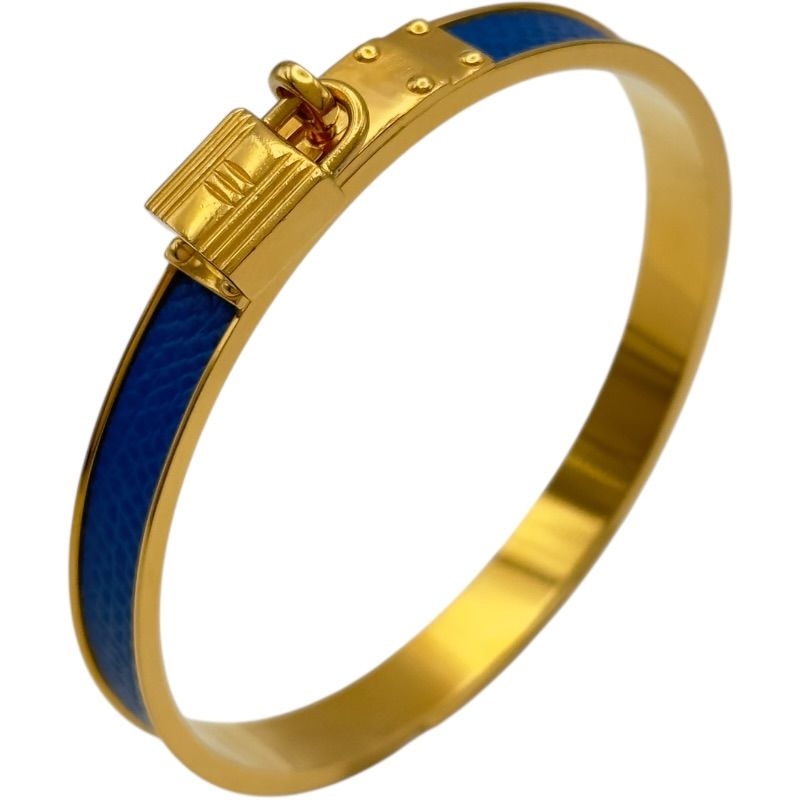 エルメス HERMES ケリーバングル ブルー/ゴールド ゴールドプレー