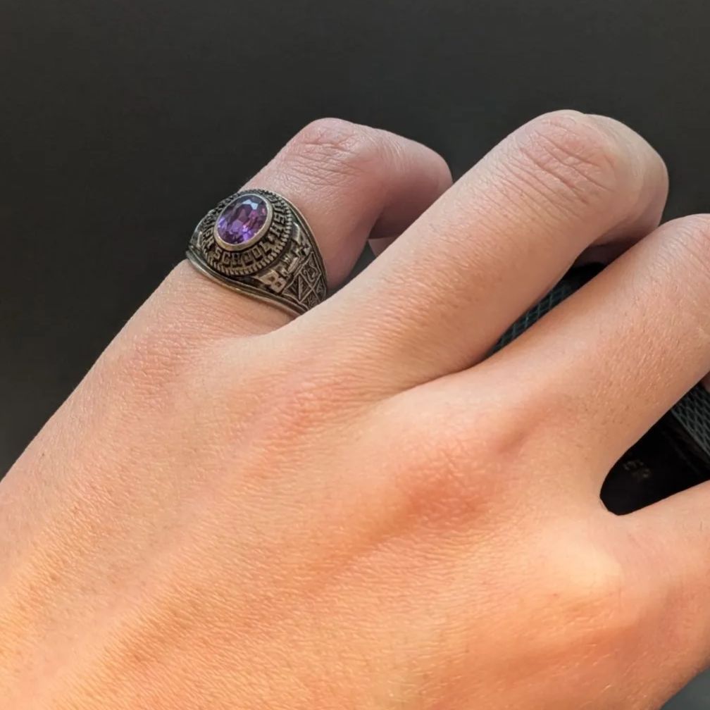 Dieges & Clust 1983年 カレッジリング 11.8号 シルバー925 アメジスト