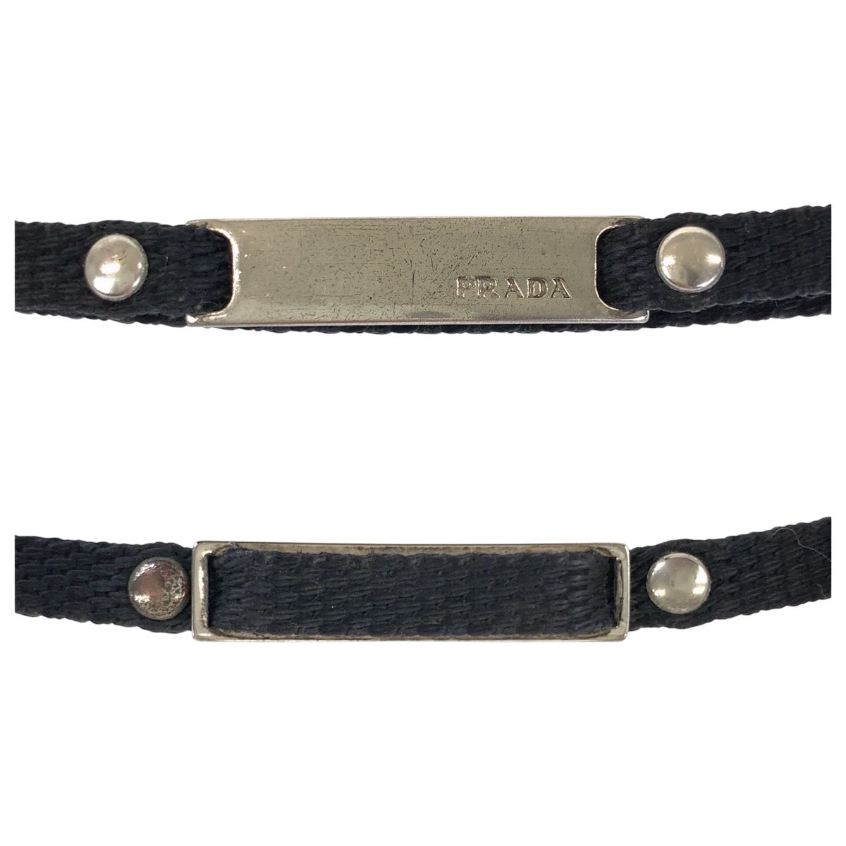 PRADA プラダ ロゴ ブラック 黒 シルバー金具 ナイロン キーホルダー