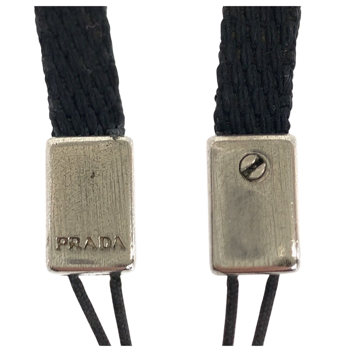 PRADA プラダ ロゴ ブラック 黒 シルバー金具 ナイロン キーホルダー